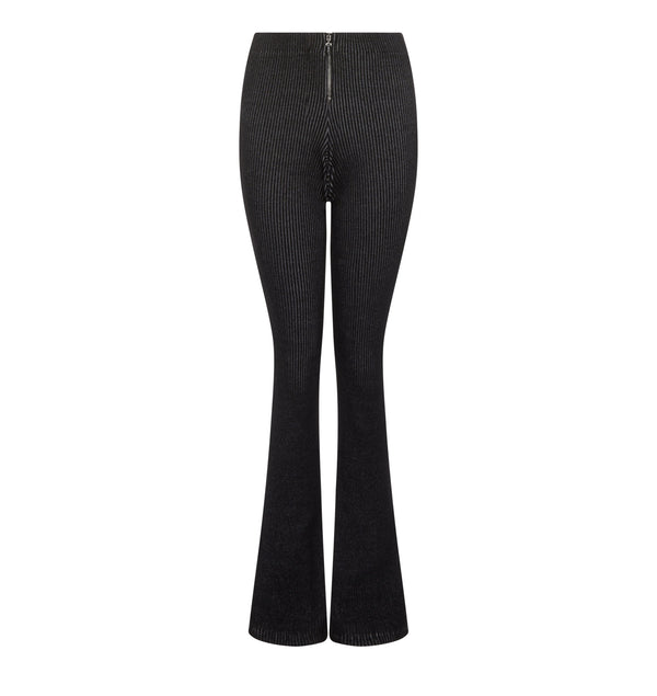 Women's Two Tone Rib Fitted Trousers - Black/White