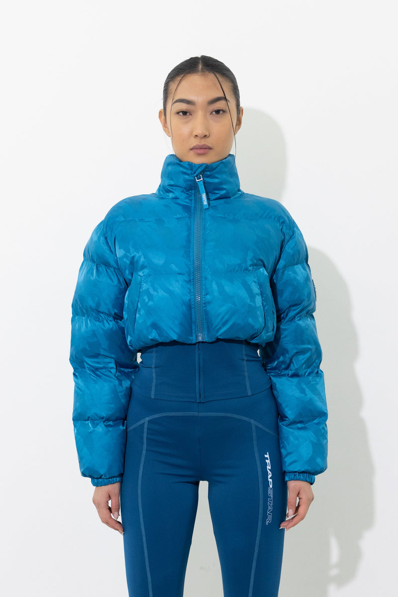 Women's Cropped T Jacquard Puffer - Teal