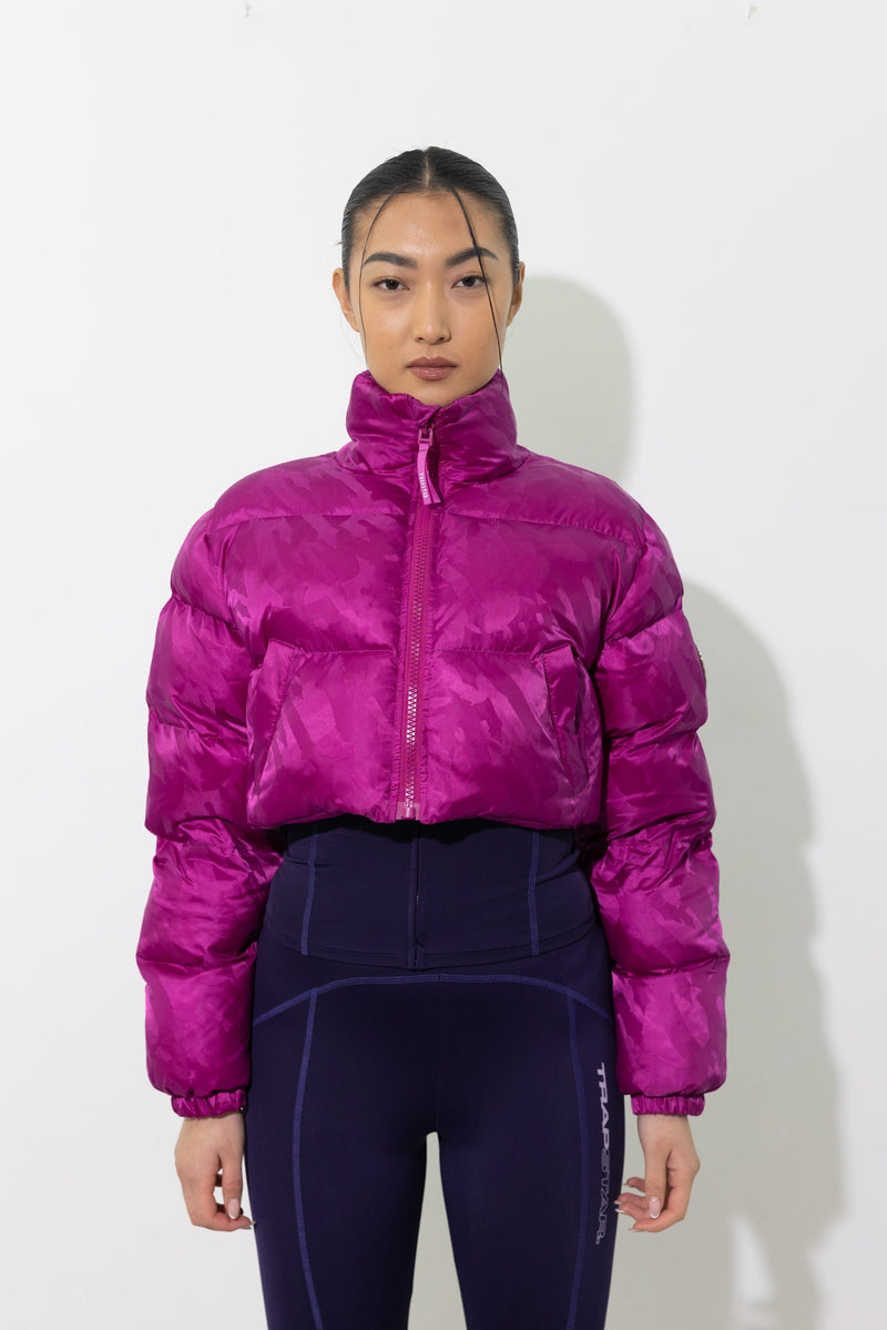 Women's Cropped T Jacquard Puffer - Fuchsia Pink