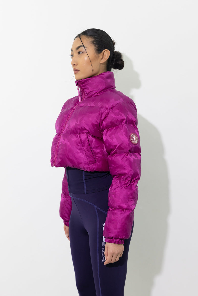 Women's Cropped T Jacquard Puffer - Fuchsia Pink