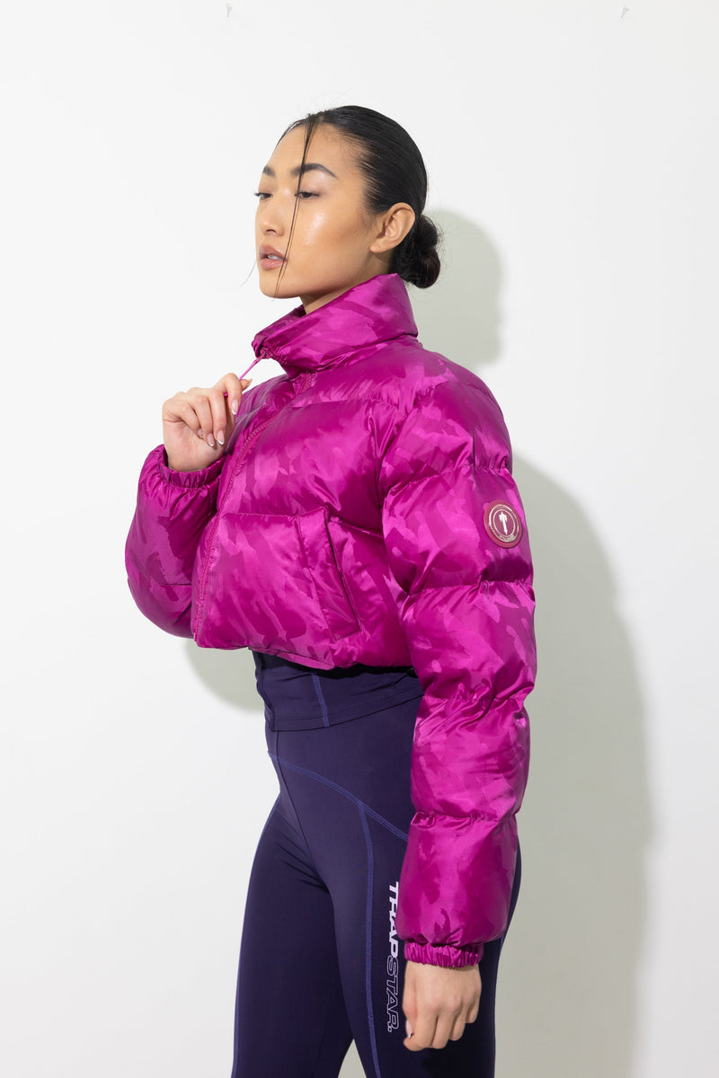 Women's Cropped T Jacquard Puffer - Fuchsia Pink