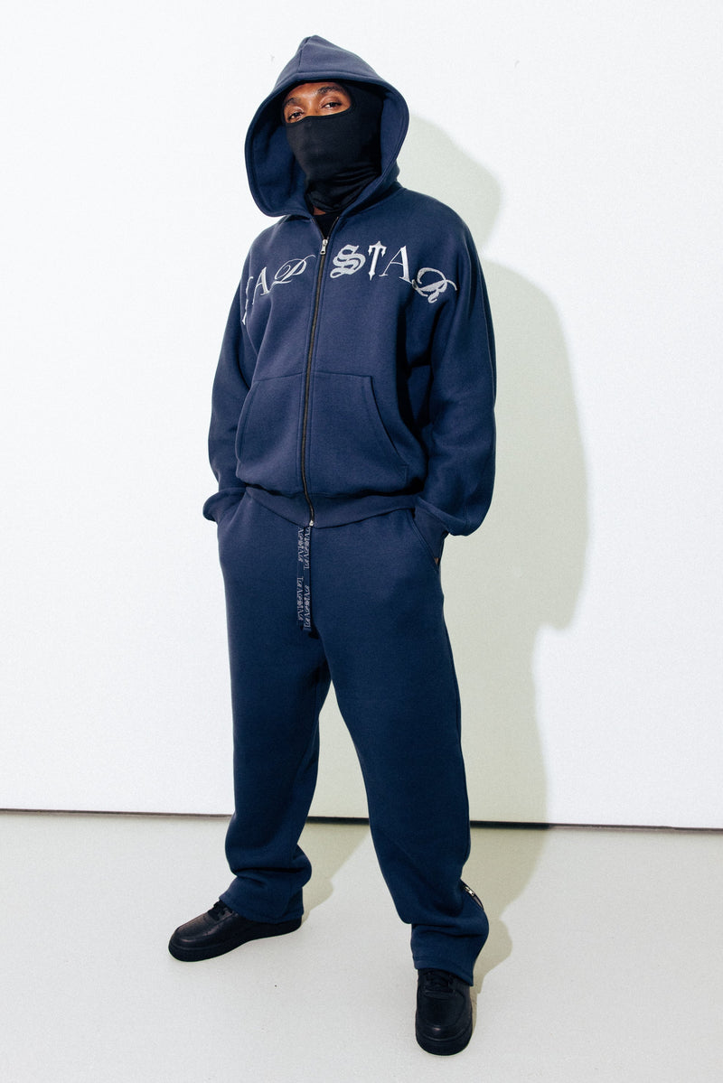 Script Zip Hoodie Tracksuit - Navy