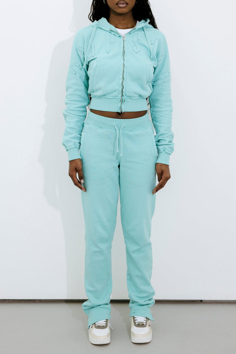 Women's Irongate Cropped Batwing Zip Hoodie - Teal