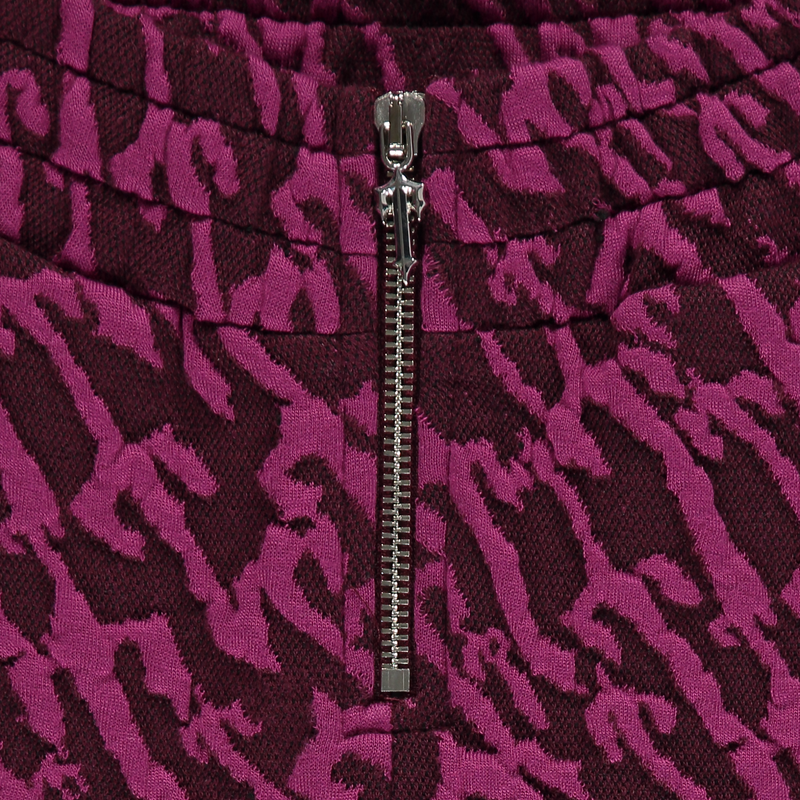 Women's Jacquard Fitted Trousers - Burgundy Pink