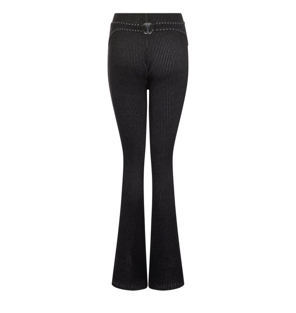 Women's Two Tone Rib Fitted Trousers - Black/White