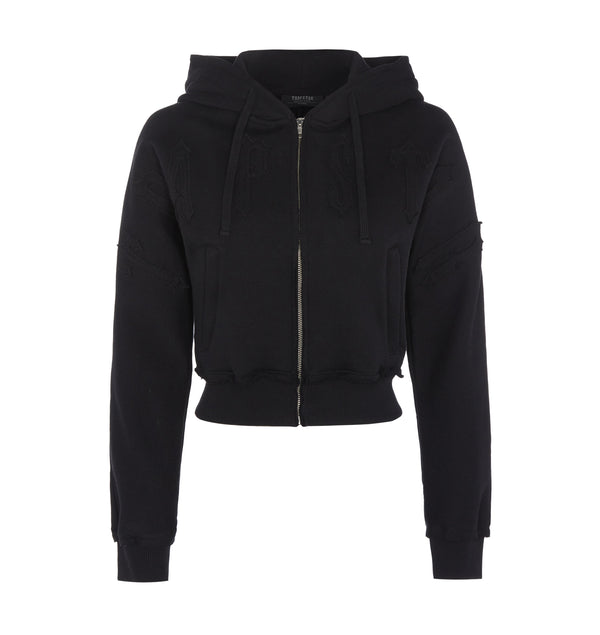 Women's Irongate Cropped Batwing Zip Hoodie - Black