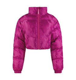 Women's Cropped T Jacquard Puffer - Fuchsia Pink