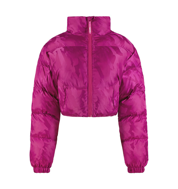 Women's Cropped T Jacquard Puffer - Fuchsia Pink