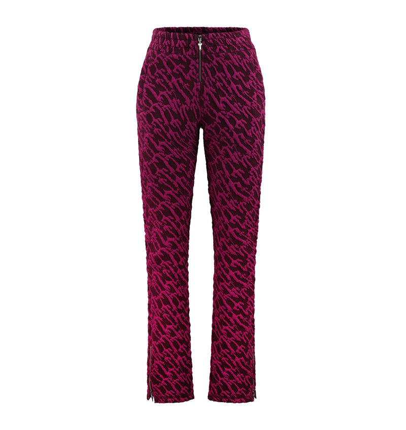 Women's Jacquard Fitted Trousers - Burgundy Pink