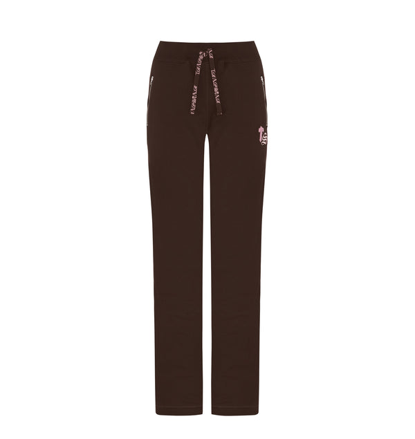 Women’s Script Zip Leg Jogging Bottoms - Brown/Pink