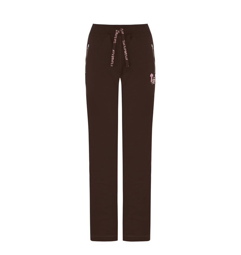 Women’s Script Zip Leg Jogging Bottoms - Brown/Pink