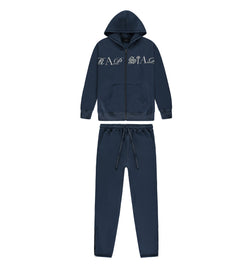 Script Zip Hoodie Tracksuit - Navy