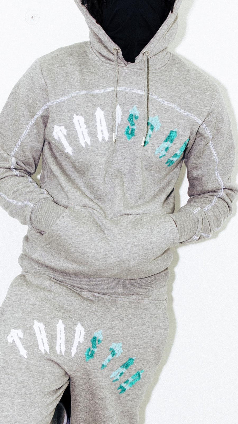 Irongate Chenille Arch Hooded Tracksuit - Grey/Sea Blue