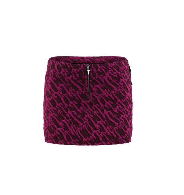 Women's Jacquard Mini Skirt - Burgundy Pink