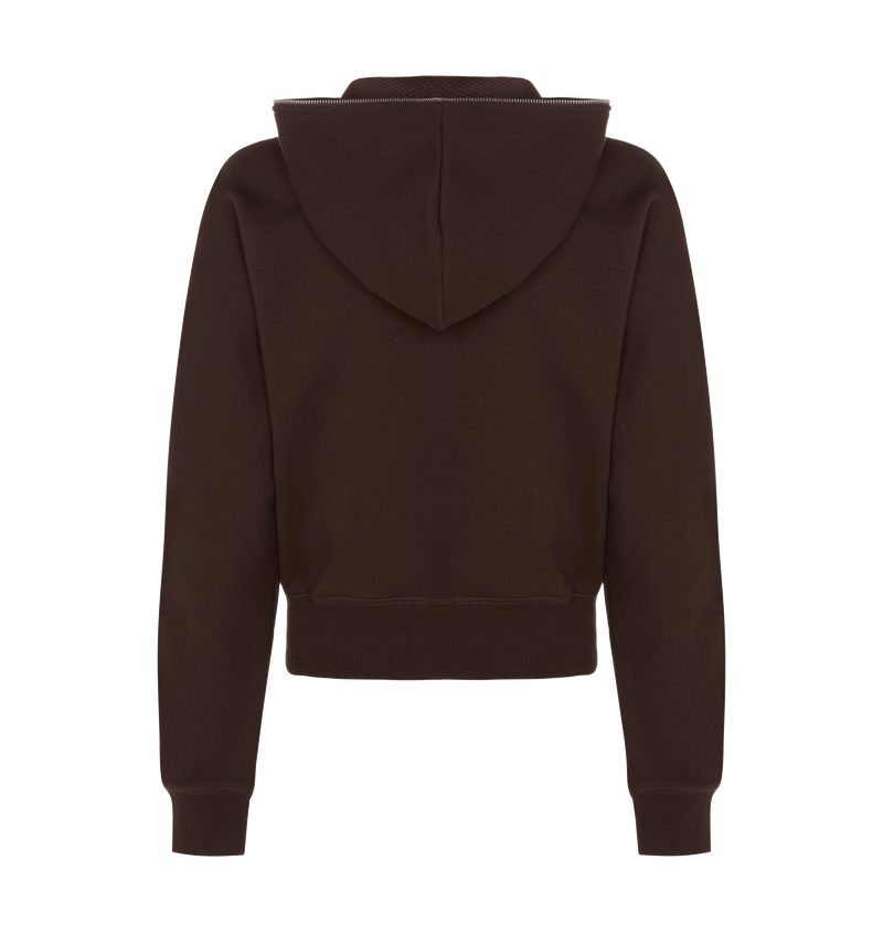 Women’s Zip Script Hoodie - Brown/Pink