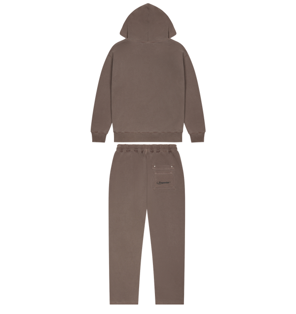 Hyperdrive Rivet Hoodie Tracksuit - Coffee