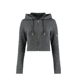 Women's Jacquard Fitted Zip Hoodie - Grey