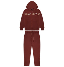 Script Zip Through Hoodie Tracksuit - Zinfandel