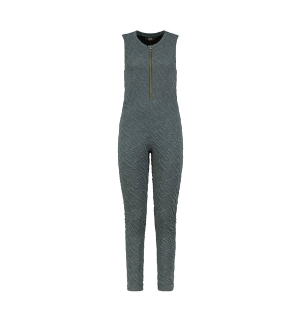 Women's Jacquard Zip Front Catsuit - Grey