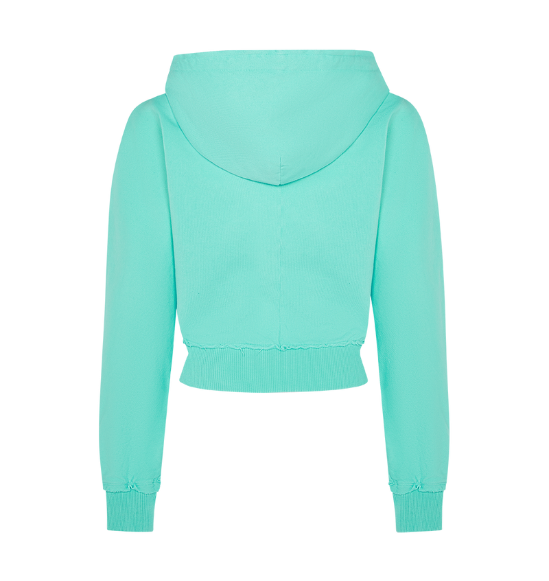 Women's Irongate Cropped Batwing Zip Hoodie - Teal