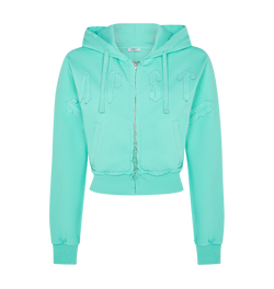 Women's Irongate Cropped Batwing Zip Hoodie - Teal