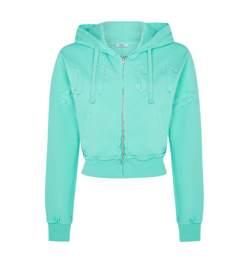 Women's Irongate Cropped Batwing Zip Hoodie - Teal