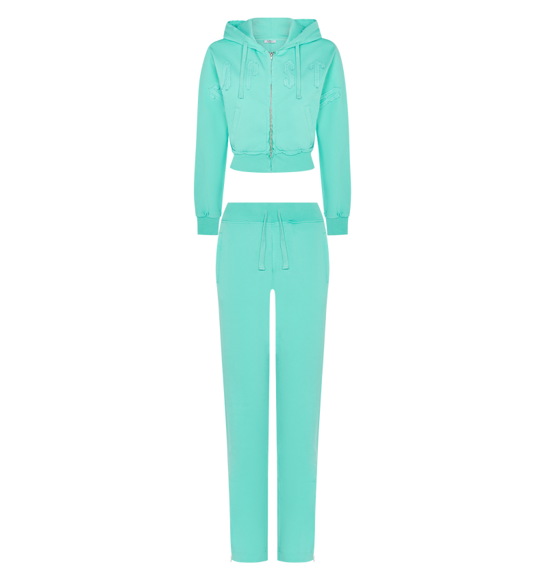 Women's Irongate Cropped Batwing Zip Hoodie - Teal