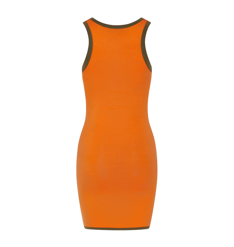 Women's Contrast Racer Dress - Orange/Khaki