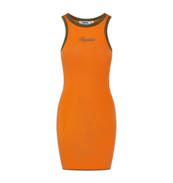 Women's Contrast Racer Dress - Orange/Khaki