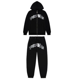 Wildcard Chenille Hoodie Tracksuit - Black Monochrome Edition